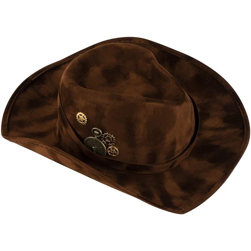 Dark Brown Felt Cowboy Hat, Steampunk 