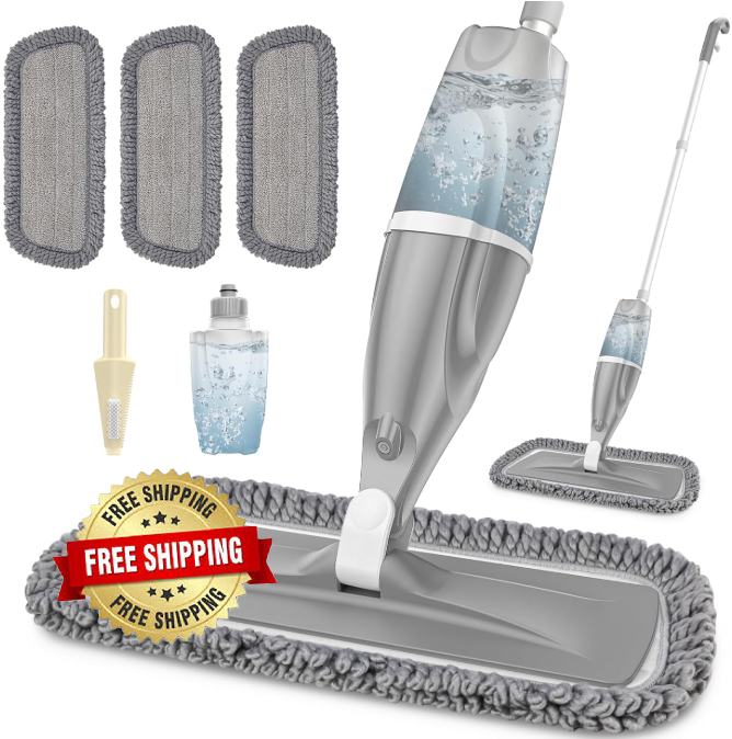 Microfibra Spray Mop para pisos con 3 almohadillas lavables