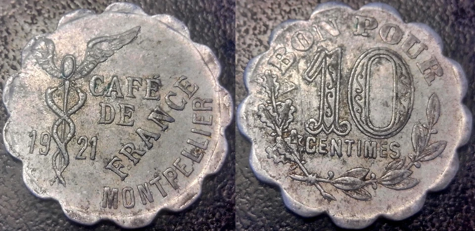 Monnaie de nécessité - Montpellier café de France 10 cent. 1921 El.190.1 p.220 - Photo 1/1