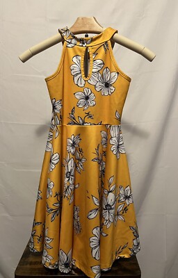 Girls Size 7 / 8 Pixie Girl Mustard Yellow Fit Flare Dress with White Flowers | eBay Girls Size 7 / 8 Pixie Girl Mustard Yellow Fit Flare Dress with White Flowers | eBay