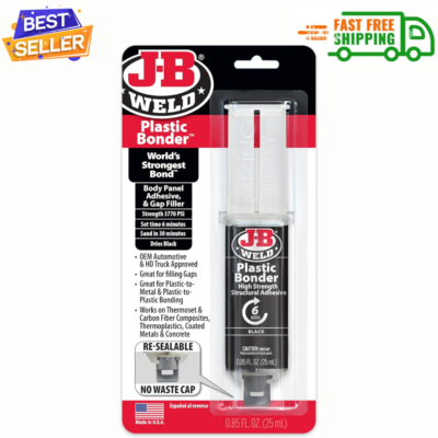 #ad JB Weld Plastic Weld Quick Setting Epoxy Syringe Bonder Repair Glue Black... $14.83