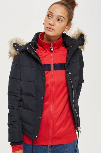 TopShop Faux Fur Puffer Bomber Jacket 