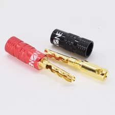 2pcs ELNONE Gold Plated Audio BFA Banana Plug Speaker Cable Connectors Screws