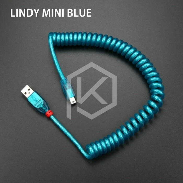 Coiled Mechanical Keyboard Cable with Mini USB for Poker 2 and Micro PCs