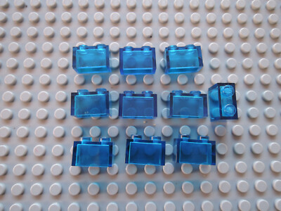 Lego 10 x Stein Basic Glasbaustein 3065  transparent dunkelblau 1x2 ohne Steg