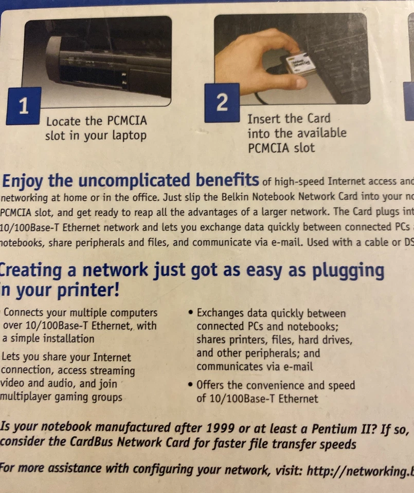 Belkin 100 PCMCIA Modem Combo PC Card Ethernet NEW - Image 3 of 4