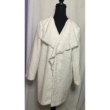 Giacca blazer Karl Lagerfeld Paris bianco tweed cascata colletto frange XL/TG