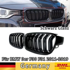 Grill K�hlergrill Nieren Schwarz Glanz f�r BMW 3er F30 F31 2011-19 Doppelsteg