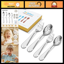 4-Piece Toddler Utensils Set - Kids Silverware Forks  Spoons, Stainless Steel,