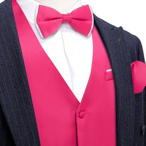 Men's Tuxedo Vest & Bowtie/Necktie Set, Classic Formal Waistcoat Paisley Floral - Picture 46 of 224