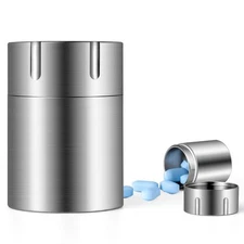 Portable Pill Cases, Metal Titanium Pill Holder Pocket Small Pill Box Keychai...