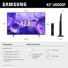 Samsung 43  Class U8000F Series Crystal UHD 4K Smart Tizen TV 2025 UN43U8000FF
