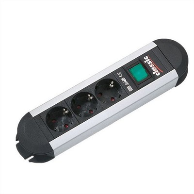 BACHMANN PRIMO Steckdosenleiste 3x Schutzkontakt, Aluminium, mit Schalter
