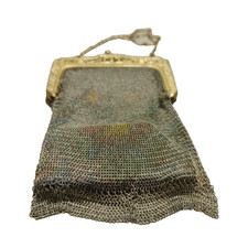Vintage Whiting Davis Mesh Purse Chain Strap Gold Floral Frame Art Deco Bag