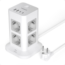 12 in 1 Torretta Multipresa Salvaspazio, Ciabatta Multipresa Protezione Sovraten