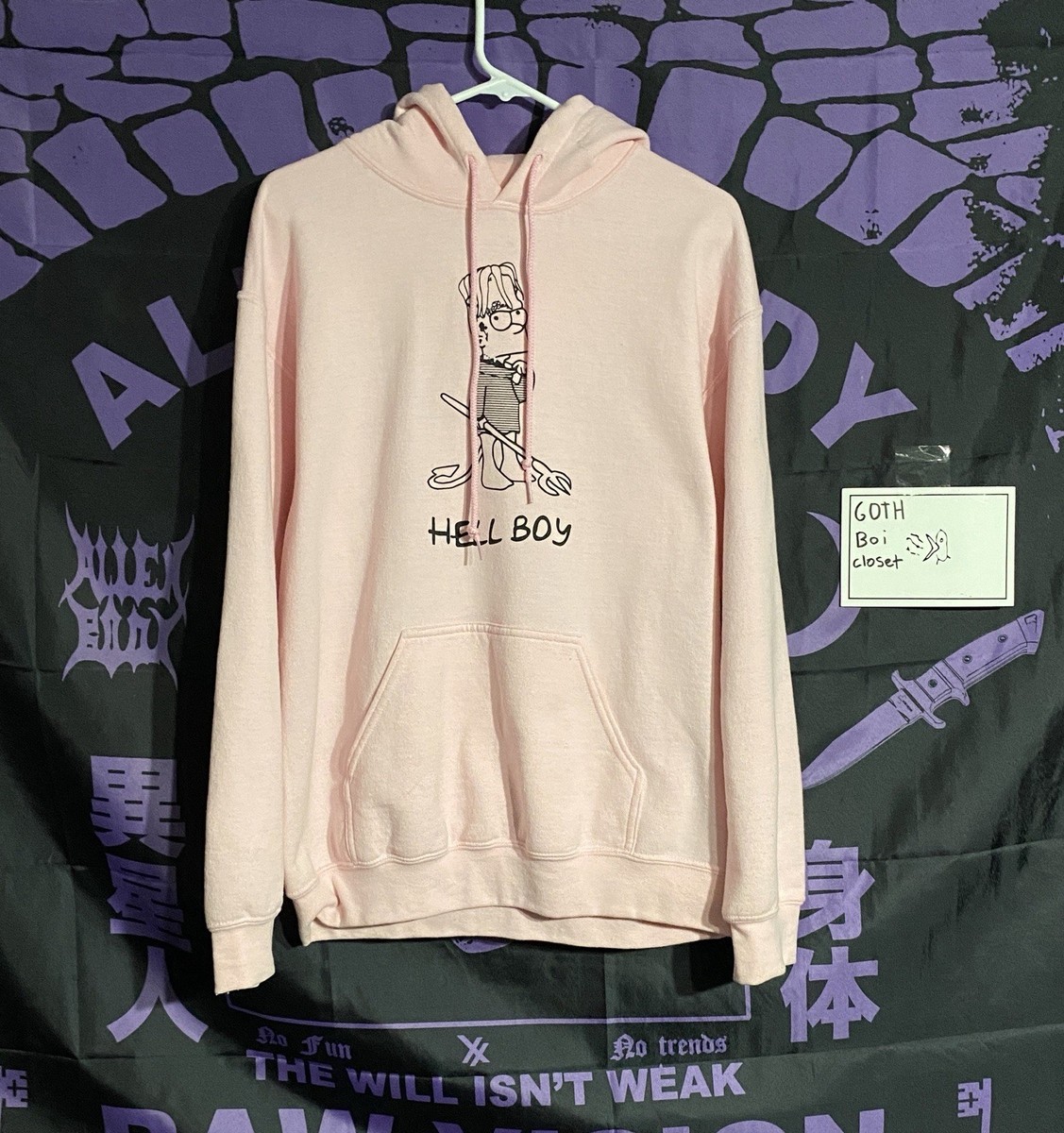 【レア】lil peep公式 着用　hellboy ピンク　パーカー【サイズM】 Lil Peep X Superrradical HELLBOY hoodie | eBay