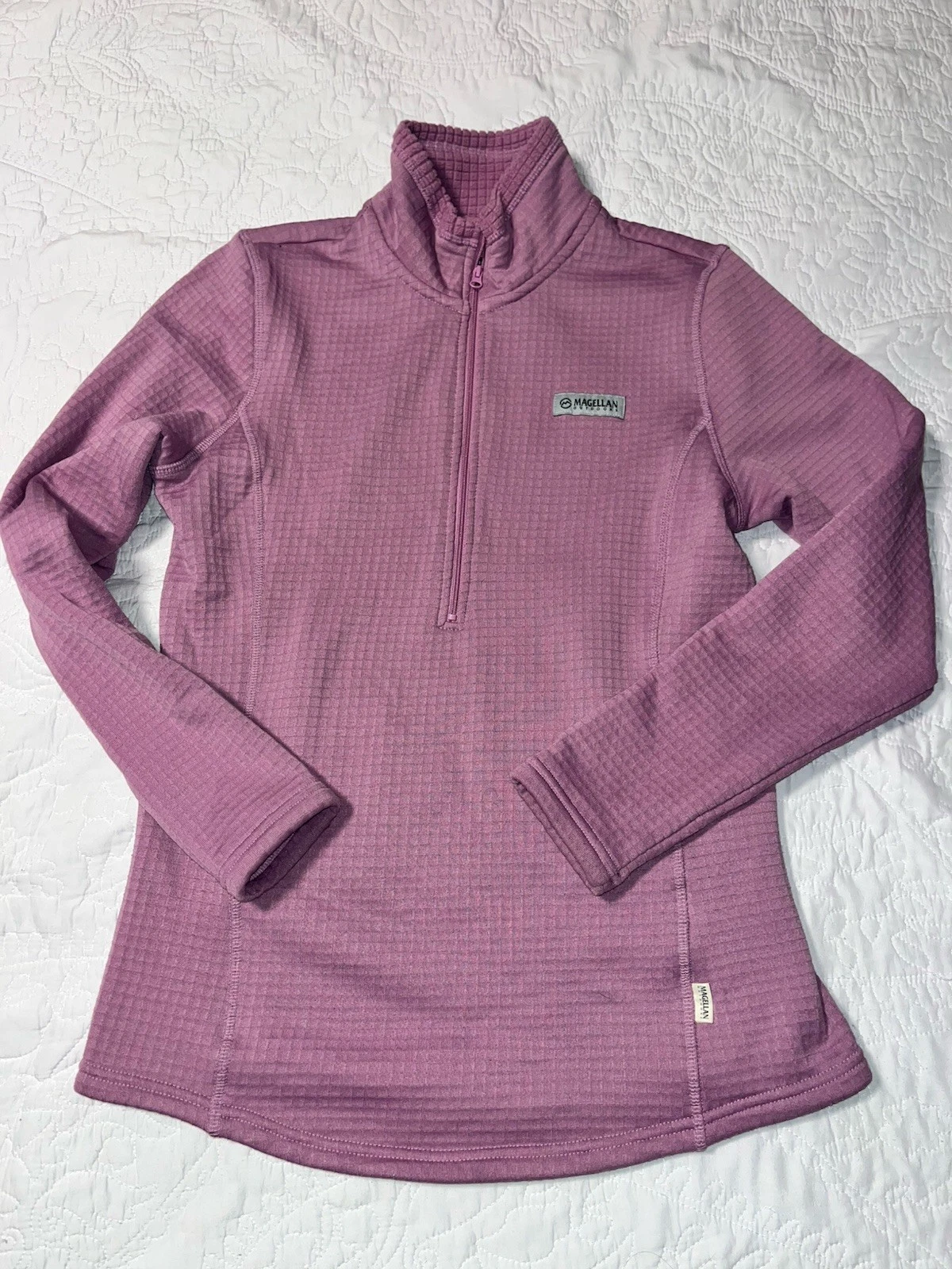 Magellan Outdoors Classic Fit Small Med Sweater Waffle Fleece Rose