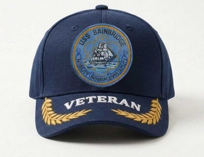 Customized Name Embroidered Hat Uss Bainbridge Cgn 25, Veteran Cap, Trucker Hat