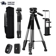 75-Inch Aluminum Travel Tripod - Lightweight Versatile with Bluetooth Remote
