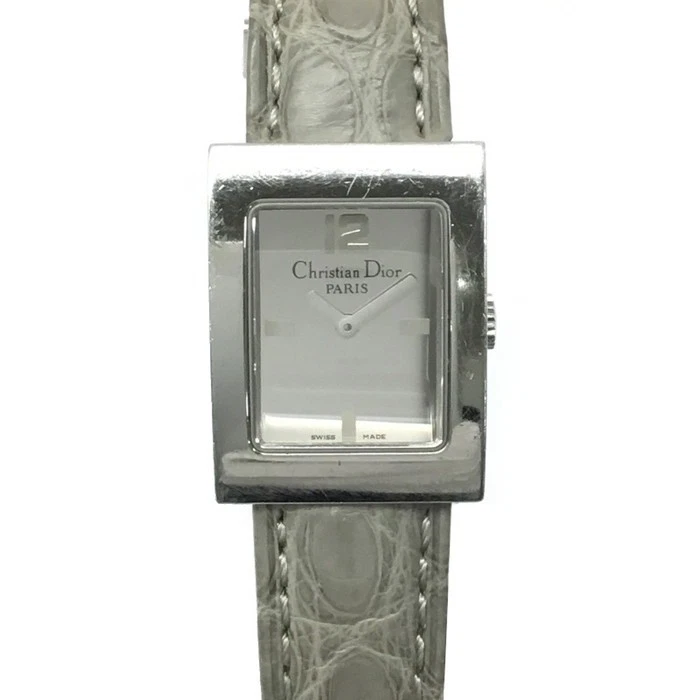 Montre à quartz femme Dior D78 109 en acier inoxydable, bracelet gris, occasion, 20 mm