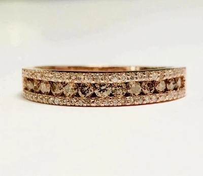 2Ct Round Cut Lab-Created Chocolate Diamond Eternity Ring 14K Rose Gold Plated