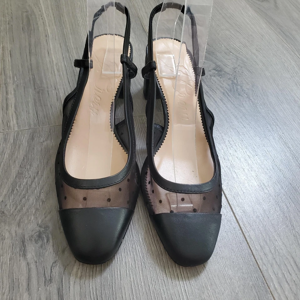 Zapatos J Crew para mujer talla 6 malla negra lunares tacón bloque con cordones elegantes Foto 2 de 4