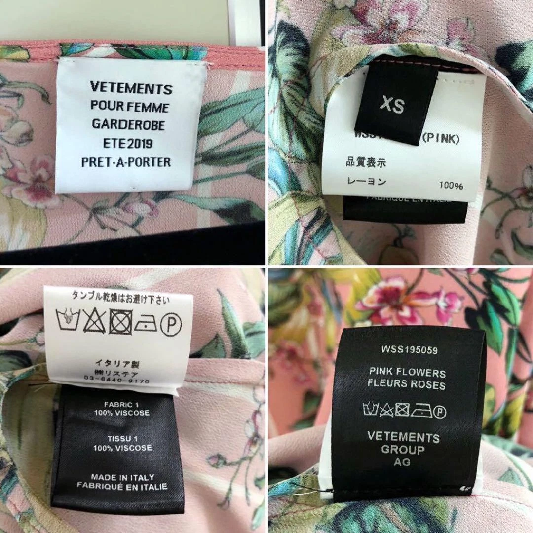 VETEMENTS Abito lungo usatoents Vete rosaeale flore senzahe mani orloia ta