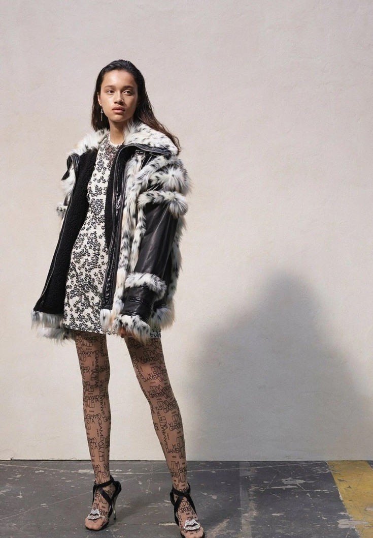 Giambattista Valli H&M HM Oversized Leather Jacket Faux Fur Size M Medium
