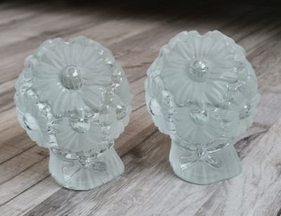 Goebel Vintage Art Glass Floral Bouquet Frost Glas Kerzenhalter, Blumenstrauß
