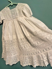 Vintage Antique Victorian Girls crochet Christening Gown Eyelet