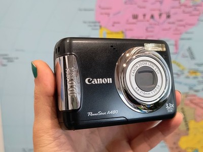Canon PowerShot A480 10.0MP CCD Digital Camera - Black Fully Working Great Shape