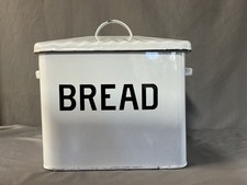 Vintage Enamel BREAD BOX Farmhouse Decor 12 x 12 x 9"  Retro White NICE! RARE