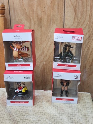 New 4 Hallmark Assorted Ornaments Orig Box Fox Renard The Rock Minnie Mouse Loki
