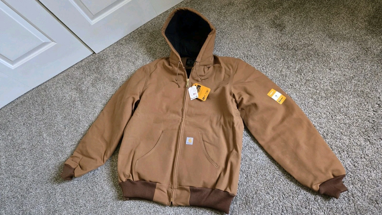 Carhartt Men’s Hooded Insulated Active Jacket Full Zip Loose Fit brown M TALL image 5