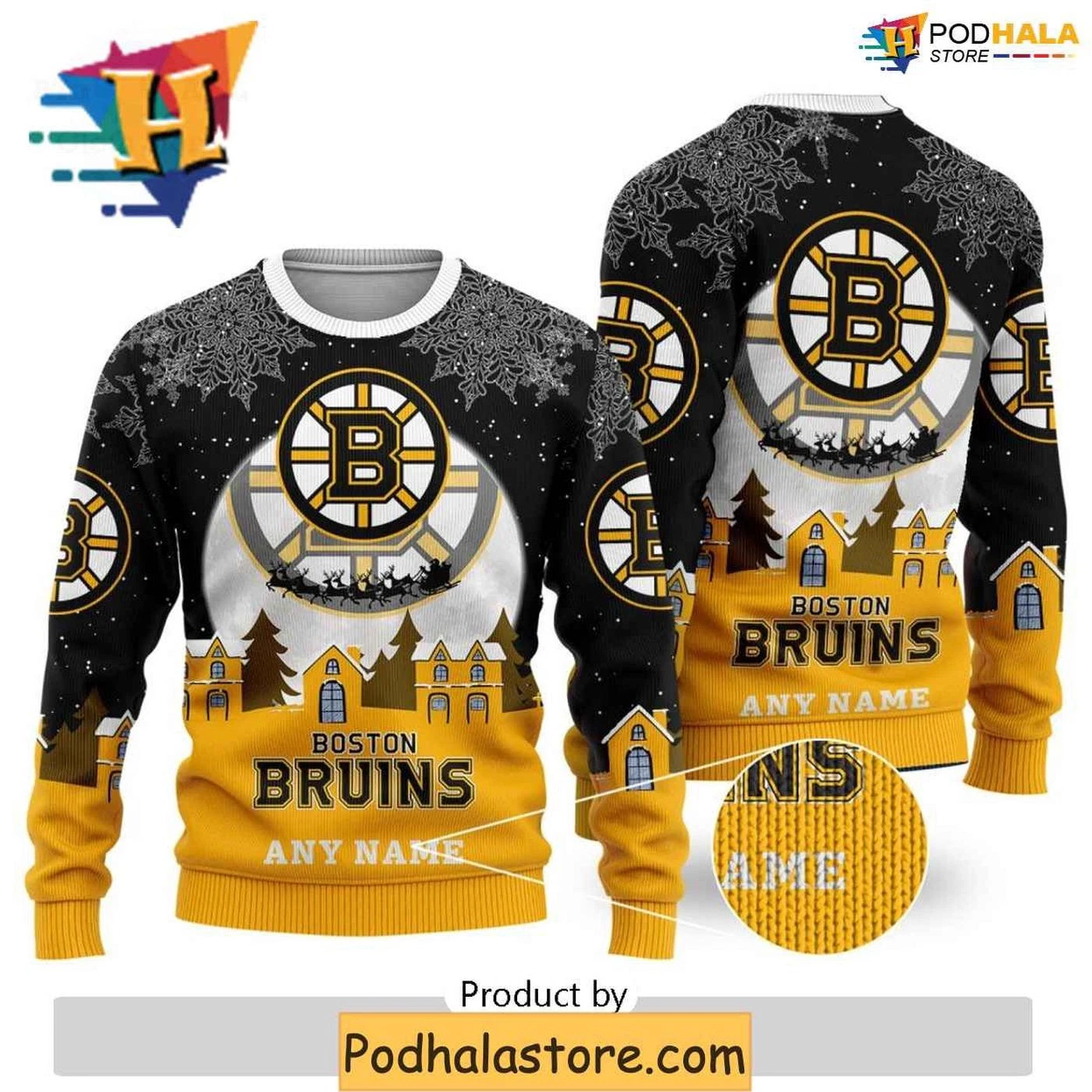 Personalized Boston Bruins Ugly Christmas Sweater, Xmas Apparel for Hockey Fans