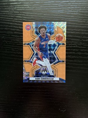 2021 Panini Mosaic Cade Cunningham NBA Debut Orange Fluorescent /25 Rookie #261