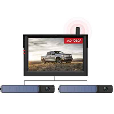 Foxpark Solar 3 Kabellos Rückfahrkamera 5'' HD 1080P Monitor & Funk 2*Kameras Set