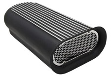 Hill Born Style Finned Dual Quad 4 Barrel Aluminum Hood Scoop Black E40008bk