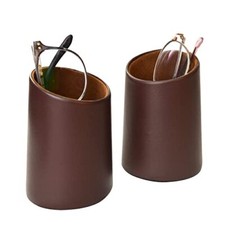 2 Pack Eyeglasses Holder PU Leather Glasses Stand Case Holder for Desks Brown