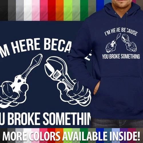 RHUDE Maglione con cappuccio pullover divertente I'm Here Beca You Broke Something slogan sfacciato