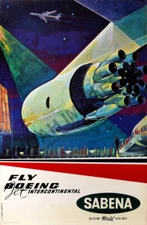 Sabena vintage Belgian air travel promotion poster 16x24