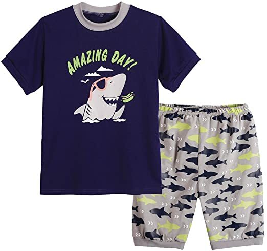 MyFav Boys Piece Short Shark Sleepwear, Glasses Shark,