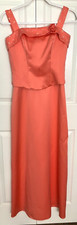 Evening dress salmon sleeveless sequins and tiny faux pearls
