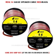 2X 100 FT RED BLACK Audio Speaker Cable Wire  14/2 AWG Gauge 2 Conductor =200FT