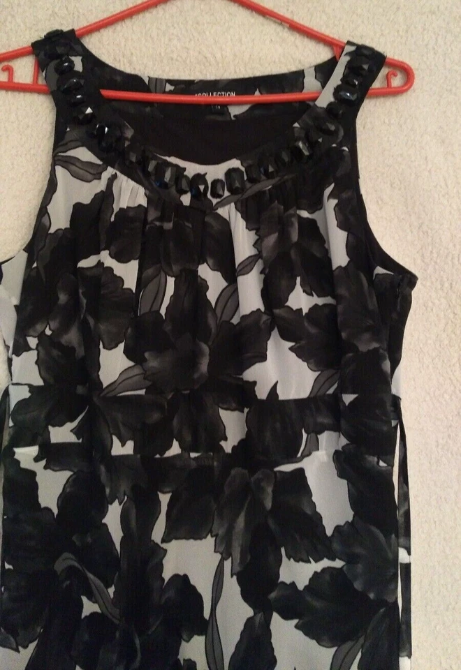 Gr 40/42 Debenhams Kleid schwarz weiß ausgefallen schön neuwertig Maße beachten - Bild 2 von 4