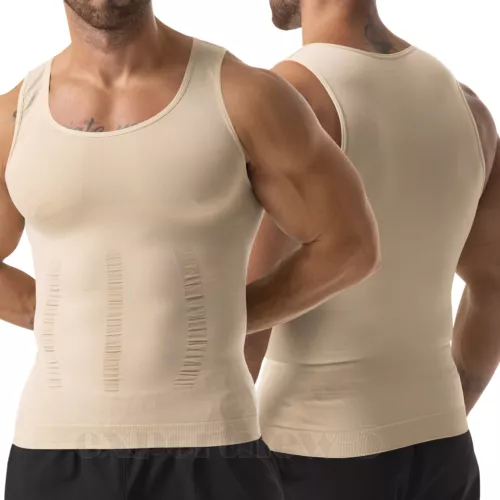 Mens Body Shaper Slim Tummy Vest Compression Shirt Tank Tops Shapewear Workout - Bild 19 von 39