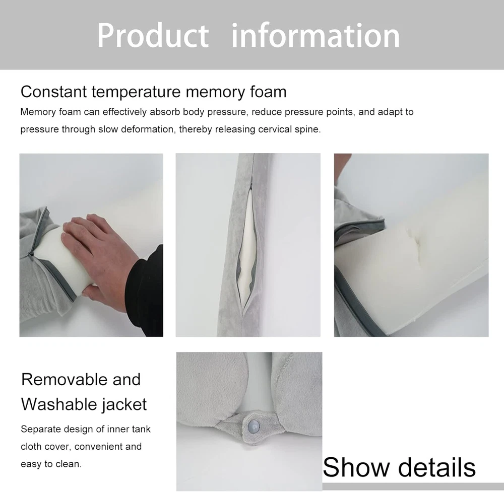 Travel Pillow-Twist Memory Foam Neck Waist Leg Support For Airplane Buses Trains