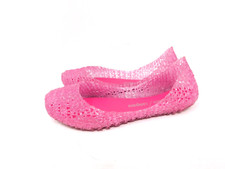Mini Melissa Girls Size 12 Flats Ballet Campana Pink Glitter Shiny Shoe Princess