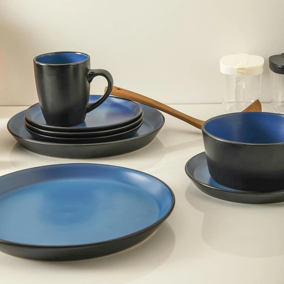 Albie Stoneware 32-Piece Modern Dinnerware Set, Kitchen Plates and Bowls Sets, D - Image 4 of 4