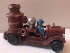 Vintage Cast Iron Fire Truck Toy Firetruck with Driver Replica